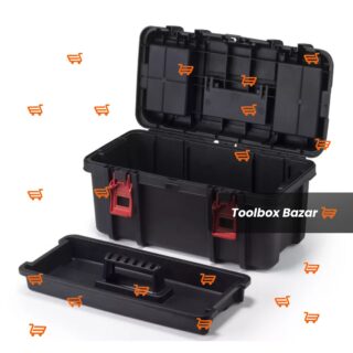 19-inch Toolbox, Plastic Tool and Hardware Storage, Black