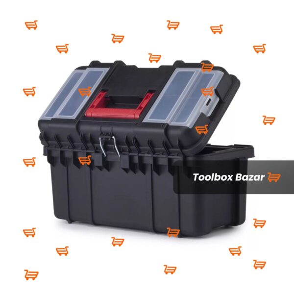 19-inch Toolbox, Plastic Tool and Hardware Storage, Black